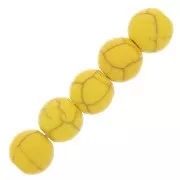Perles rondes 8 mm imitation Howlite teintées - Jaune x10