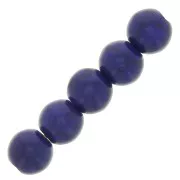 Perles rondes 8 mm imitation Howlite teintées - Bleu foncé x10