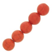 Perles rondes 10 mm imitation Howlite teintées - Orange x10|raw }}
