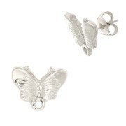 Clous d'oreilles papillon 16 mm Rhodié x2