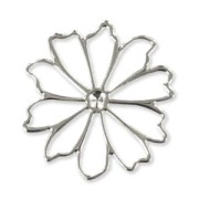 Pendentifs légers fleurs 40 mm black  nickel x6