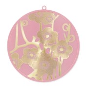 Pendentif résine époxy 42 mm Light Rose/doré x1|raw }}