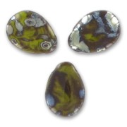 Gouttes plates 12x16 mm Opaque Olivine Picasso x6