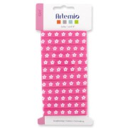 Ruban imprimé fleur Blanche fond Fuchsia x 5m