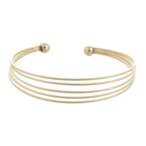 Bracelet jonc 5 fils texturés 11.5x160 mm - Plaqué Or 3 microns x1