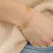 Bracelet jonc 5 fils texturés 11.5x160 mm - Plaqué Or 3 microns x1