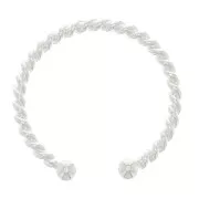 Bague fine torsadée réglable avec 2 petites boules - Argenté x1