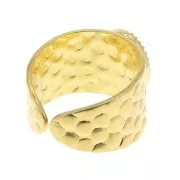 Bague martelée réglable pour cabochon 10x8 mm - Doré à l'or fin x1