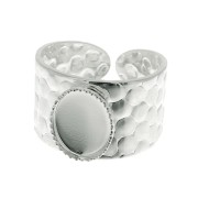 Bague martelée réglable pour cabochon 10x8 mm - Argenté x1