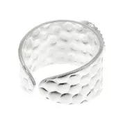 Bague martelée réglable pour cabochon 10x8 mm - Argenté x1