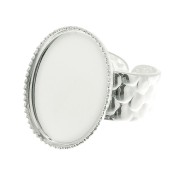 Bague martelée réglable pour cabochon 18x13 mm - Argenté x1