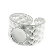 Bague martelée réglable pour cabochon 8 mm - Argenté x1