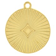 Breloque médaille effet plissé 20 mm - Doré à l'or fin x1