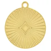 Breloque médaille effet plissé 20 mm - Doré à l'or fin x1