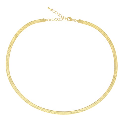 Tour de cou maille miroir - serpent plate  5 mm - Doré x51cm