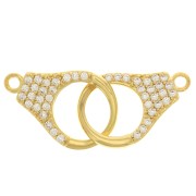 Intercalaire menottes avec zircons 32x12 mm - Doré - Crystal x1