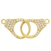 Intercalaire menottes avec zircons 32x12 mm - Doré - Crystal x1