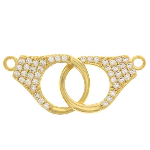 Intercalaire menottes avec zircons 32x12 mm - Doré - Crystal x1