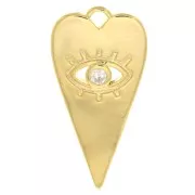 Pendentif coeur avec motif oeil en oxyde de Zirconium  22x11 mm - Doré - Crystal x1