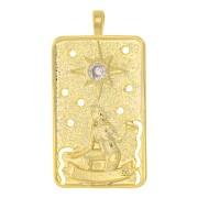 Pendentif carte de tarot - L'étoile - avec oxyde de Zirconium 34x18 mm - Doré x1|raw }}