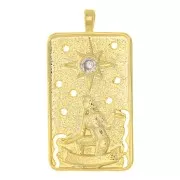 Pendentif carte de tarot - L'étoile - avec oxyde de Zirconium 34x18 mm - Doré x1