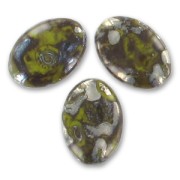 Olives plates 20x14 mm Opaque Olivine Picasso x5|raw }}