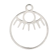 Breloque ronde évidée motif oeil 17x14 mm - Acier inoxydable x1|raw }}