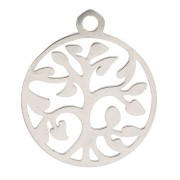 Breloque ronde évidée motif arbre de vie 17x14 mm - Acier inoxydable x1