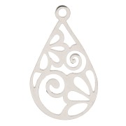 Pendentif goutte évidé motif arabesques 22x13 mm - Acier inoxydable x1|raw }}