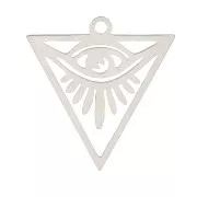 Pendentif triangle évidé motif oeil 20x19 mm - Acier inoxydable x1