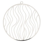 Pendentif rond ajouré motif lignes irrégulières 39x37 mm - Acier inoxydable x1|raw }}