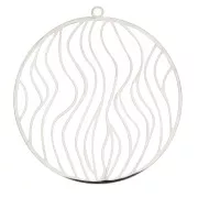 Pendentif rond ajouré motif lignes irrégulières 39x37 mm - Acier inoxydable x1