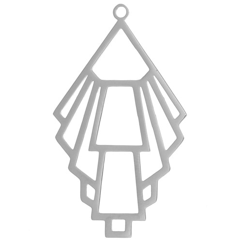 Pendentif géométrique design 39x23 mm - Acier inoxydable 316L x1