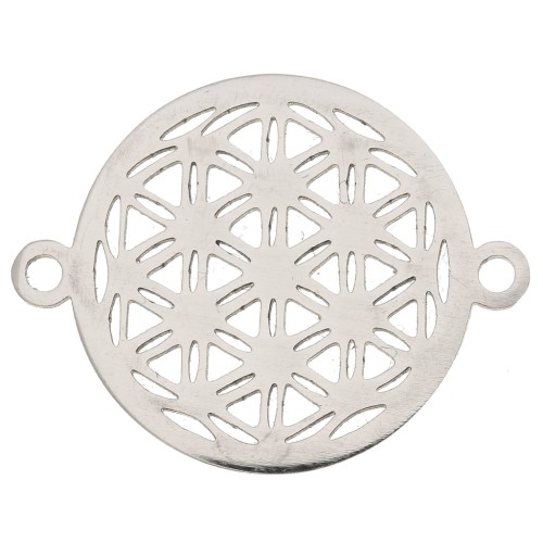 Intercalaire rond ajouré motif Fleur de vie 17 mm - Acier inoxydable x1