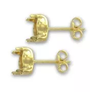 Clous d'oreilles porte-cabochon sans anneau 8 mm doré à l'or fin x2