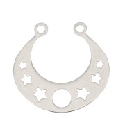 Intercalaire demi-lune pour collier motifs étoiles 19x20 mm - Acier inoxydable x1