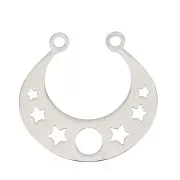 Intercalaire demi-lune pour collier motifs étoiles 19x20 mm - Acier inoxydable x1