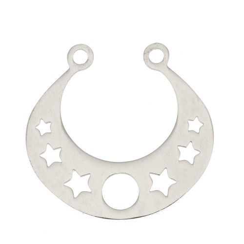 Intercalaire demi-lune pour collier motifs étoiles 19x20 mm - Acier inoxydable x1
