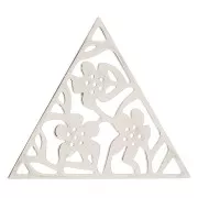 Intercalaire - pendentif triangle ajouré motif fleur 17x19mm - Acier inoxydable x1
