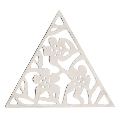 Intercalaire - pendentif triangle ajouré motif fleur 17x19mm - Acier inoxydable x1
