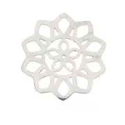 Intercalaire rosace fleur ajouré 14 mm - Acier inoxydable x1