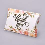 Emballage berlingot en carton - Thank you motif fleuri 12.5x8x2cm - Multicolore x1|raw }}