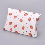 Emballage berlingot en carton - motif fraise 12.5x8x2cm - Blanc - Rouge x1|raw }}