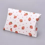 Emballage berlingot en carton - motif fraise 12.5x8x2cm - Blanc - Rouge x1