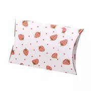 Emballage berlingot en carton - motif fraise 12.5x8x2cm - Blanc - Rouge x1