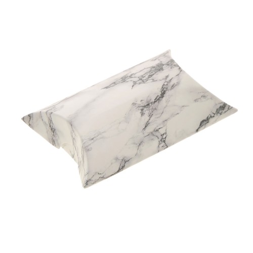 Emballage berlingot en carton - motif marbré 8x5.5x2cm - Blanc - Noir x1