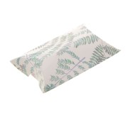 Emballage berlingot en carton - motif feuilles 8x5.5x2cm - Blanc - Vert x1