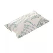 Emballage berlingot en carton - motif feuilles 8x5.5x2cm - Blanc - Vert x1