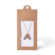 Emballage en carton avec son étiquette pour bijoux 13x6.5 cm - Kraft - Blanc x1