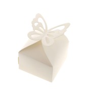 Boîte cadeau papillon à monter soi-même 6x6x4 cm - Ecru pailleté x5